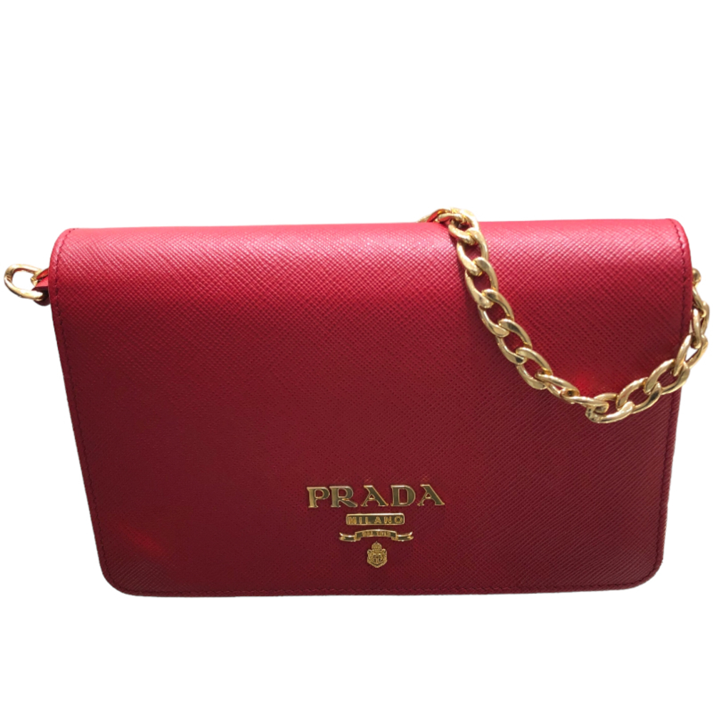 Prada Sapphire Wallet Red Shoulder Bag - Picture 1 of 10